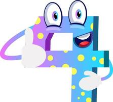 Blue monster number four shape thumb up illustration vector on white background