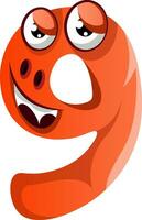 Orange monster in number nine shape illustration vector on white background