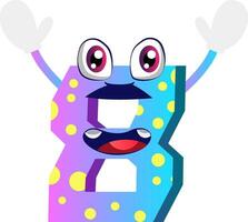 Number eiight monster with hands up illustration vector on white background