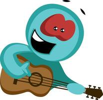 Green character serenading to his girl illustration vector on white background