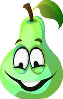 Green pear cartoon face smiling illustration vector on white background