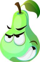 Angry pear cartoon face illustration vector on white background