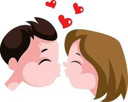 Young boy and a girl in love illustration vector on white background