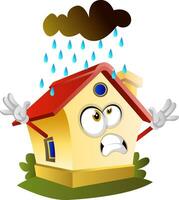 Rain is falling on the house, illustration, vector on white background.