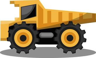 Vector illustration of yellow transporting tractor on white background.