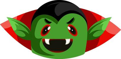 Dracula character green smilling head vector illsutration on white background.