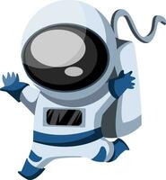 Happy running astronaut vecto illustration on white background. vector