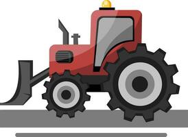 Red front loader vector illustration on white background.