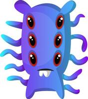 seis ojos azul monstruo con tentáculos ilustración vector en blanco antecedentes