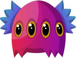 Purple monster with four eyes illustration vector on white background