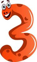 Orange monster in number three shape illustration vector on white background