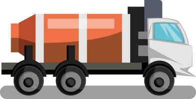 Vector illustration of white concrete truck with orange tanker on white background.