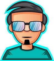 Gamer with glasses Gaming logo illustration vector on white background