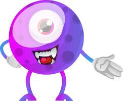 Purple monster showing down with hand illustration vector on white background