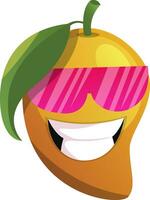 Mango cartoon with pink sunglasses illustration vector on white background