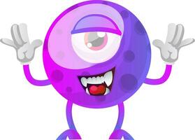 Purple monster posing for a photo illustration vector on white background