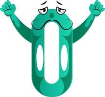 Green monster in number zero shape with hands up illustration vector on white background