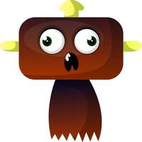 Brown big head monster illustration vector on white background