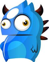 Blue monster with horns illustration vector on white background