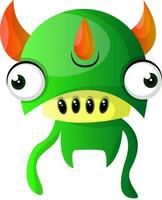 Green monster with triple horns illustration vector on white background