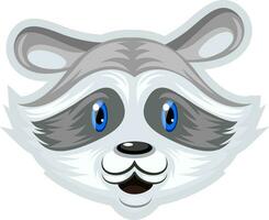 Racoon with blue eyes, illustration, vector on white background.