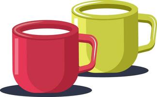 Tea Cups vector color illustration.