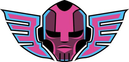 Robot in pink color, illustration, vector on white background.