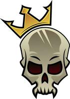 Skull with crown, illustration, vector on white background.