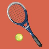 Tennis Bat and Ball vector color illustration.