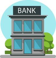 Bank building with a sign on top on white background vector illustrator.