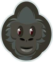 Gorilla with reddish eyes, illustration, vector on white background.