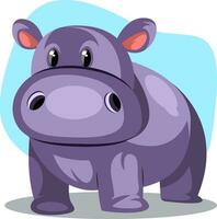 Cute little hippo, illustration, vector on white background.