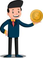 Print man holding a dollar on white background vector illustration