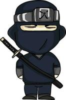 Ninja warrior cartoon vector or color illustration