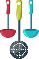 Fry Pans and cutter vector color illustration.