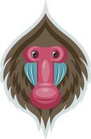 Monkey with red face, illustration, vector on white background.