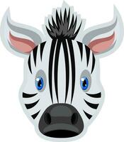 Zebra with blue eyes, illustration, vector on white background.