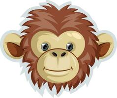 Monkey with big ears, illustration, vector on white background.