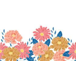 Hand Drawn Aster and Rose Flower Seamless Background vector