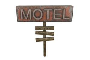 3d representación motel firmar en madera foto