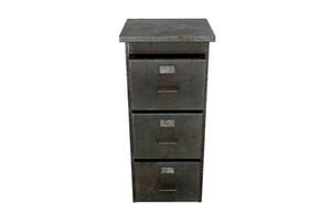 3d rendering tall black rusty filing cabinet with three drawers photo