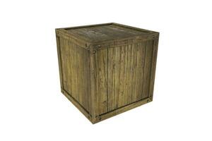 3d rendering old wooden box isolated on white background photo