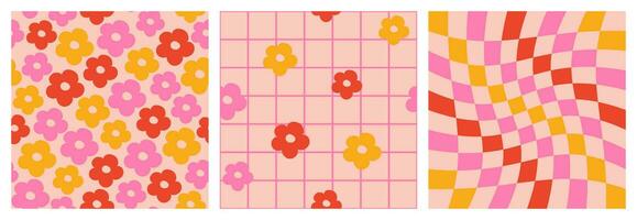 Set of simple patterns of flowers vector