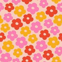 Seamless hand drawn pattern with colorful flowers vector