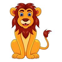 Cartoon sitting lion on white background vector