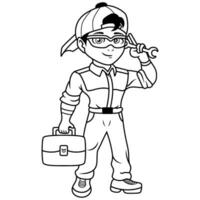 Service man cartoon chibi mascot vector