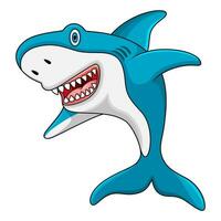 Cute shark cartoon on white background vector