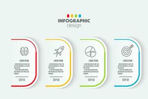 Vector infographic chart design template with icon 4 step. Design element for presentation.