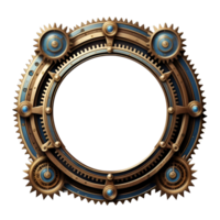 AI generated steampunk border clock style PNG transparent background