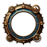 AI generated steampunk border clock style PNG transparent background